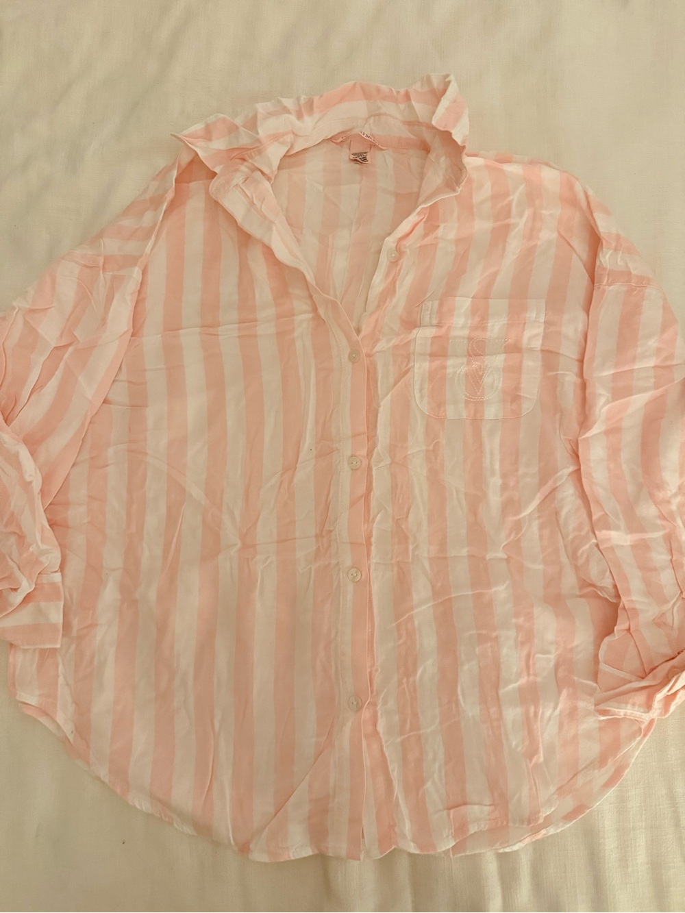 Victoria's Secret Pink and White Striped Pajama Set